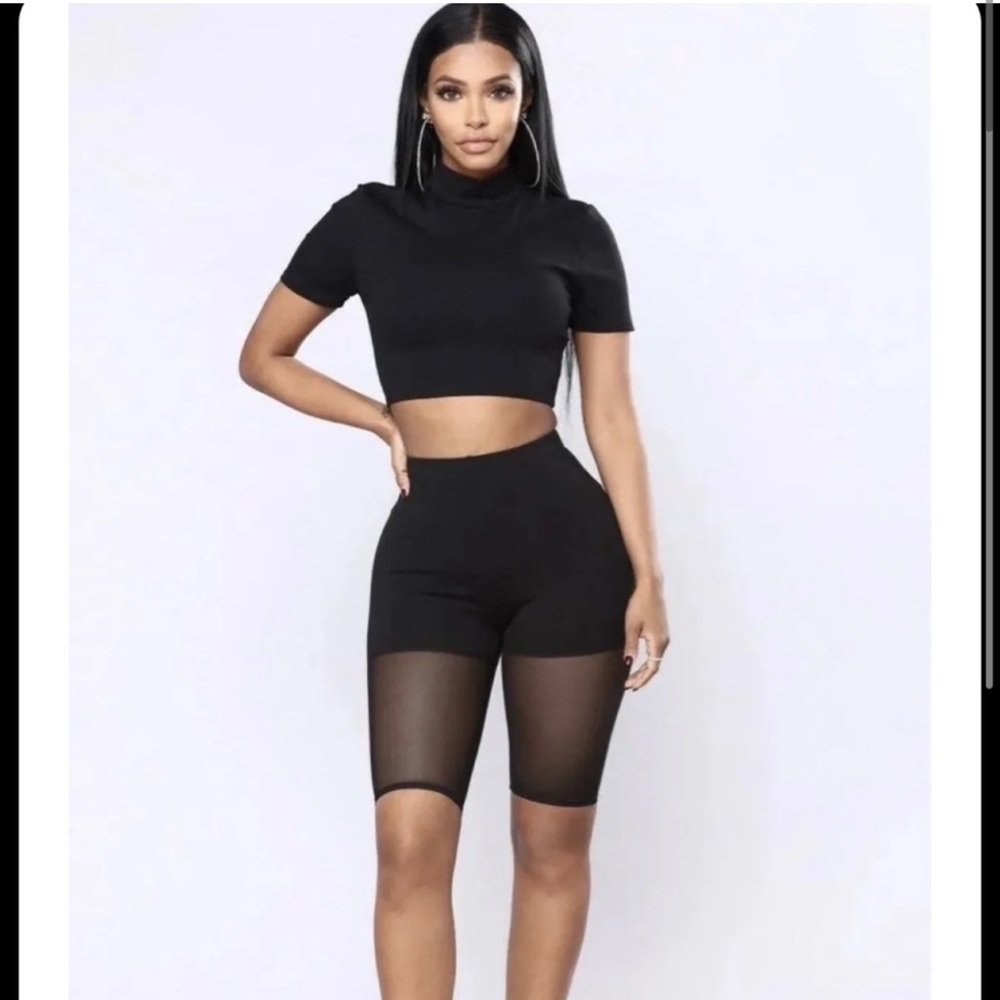 1 DAY $6! Fashion Nova Women’s Two Piece Biker Short Set - Black Size XS